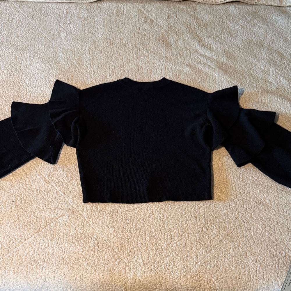 Asilio Black Ruffle Sleeve Sweater Small - Picture 9 of 9